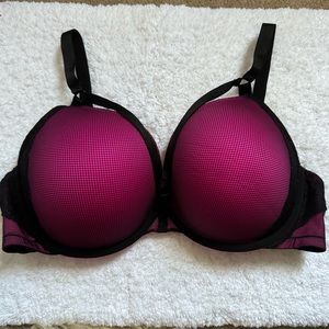 Torrid Bra Pink/Black Mesh, strappy, Secy, Push-up Plunge Gorgeous Bra 40DD (E)